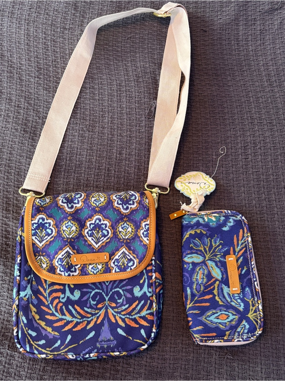 Dena Boho Hippie-chic Canvas Crossbody Bag and Matching Wallet